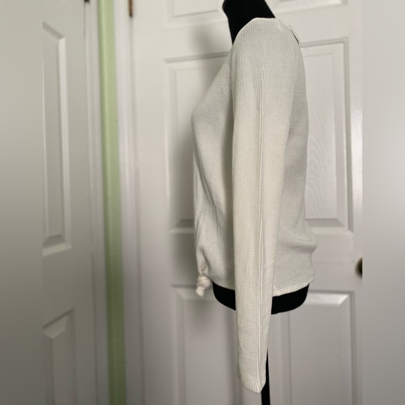 NWT Madewell Knot Front Top Elegant Cream Ribbed  Women's Sweater Size Small - Picture 3 of 14